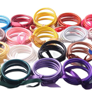 5pc Colorful Bowknot Jelly Bangle Bracelets for Women Jewelry