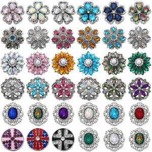 5pc Crystal Rhinestone Flower 18mm Snap Buttons for Snap Bracelet DIY Jewelry