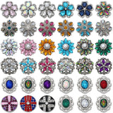 5pc Crystal Rhinestone Flower 18mm Snap Buttons for Snap Bracelet DIY Jewelry