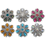 5pc Crystal Rhinestone Flower 18mm Snap Buttons for Snap Bracelet DIY Jewelry