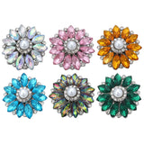 5pc Crystal Rhinestone Flower 18mm Snap Buttons for Snap Bracelet DIY Jewelry
