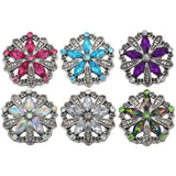 5pc Crystal Rhinestone Flower 18mm Snap Buttons for Snap Bracelet DIY Jewelry