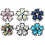 5pc Crystal Rhinestone Flower 18mm Snap Buttons for Snap Bracelet DIY Jewelry