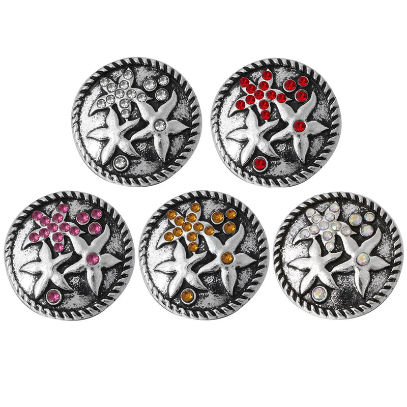5pc/lot Mixed Flower Snap Button Jewelry for Bracelets