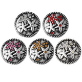 5pc/lot Mixed Flower Snap Button Jewelry for Bracelets