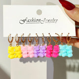5pc Colorful Acrylic Butterfly Drop Earrings Set Enamel Glazed Animal Dangle