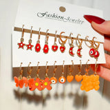 5pc Colorful Acrylic Butterfly Drop Earrings Set Enamel Glazed Animal Dangle