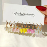 5pc Colorful Acrylic Butterfly Drop Earrings Set Enamel Glazed Animal Dangle
