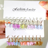 5pc Colorful Acrylic Butterfly Drop Earrings Set Enamel Glazed Animal Dangle