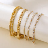 Vintage Rhinestone Chain Bracelet Set for Women Girls