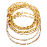Vintage Rhinestone Chain Bracelet Set for Women Girls