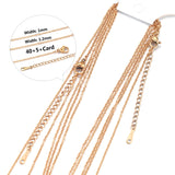 5pcs Stainless Steel Plated Flat Cable Chain Necklace for Women 40cm+5cm