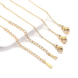 5pcs Stainless Steel Plated Flat Cable Chain Necklace for Women 40cm+5cm