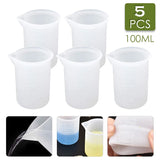 5pcs 100ml Clear Silicone Measuring Cups - Epoxy Tool Split Cup