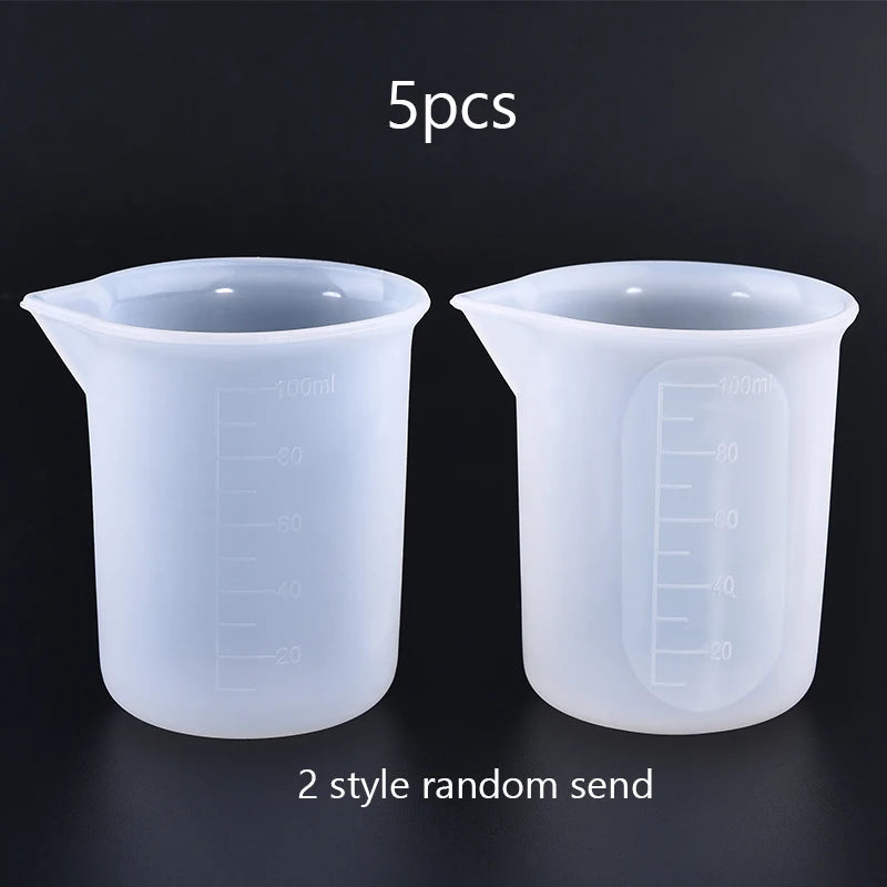 5pcs 100ml Silicone Measuring Cups Clear Graduated Epoxy Split Cup