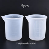 5pcs 100ml Silicone Measuring Cups Clear Graduated Epoxy Split Cup