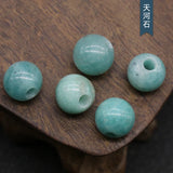 5pcs 10mm Natural Stone Bead Pendant Round Hole Jewelry DIY Accessories