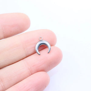 5pcs 10mm Stainless Steel High Moon Horn Pendant