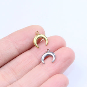 5pcs 10mm Stainless Steel High Moon Horn Pendant