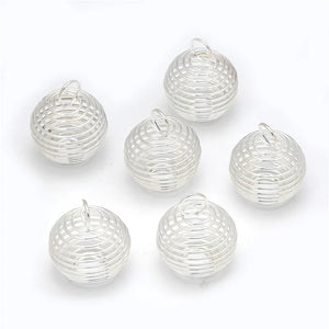 Silver Plated Spiral Bead Cages Pendants for Jewelry Making