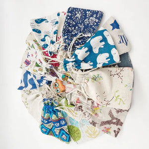 5pcs Christmas Gift Bags Linen Cloth Drawstring Sachet Pouch