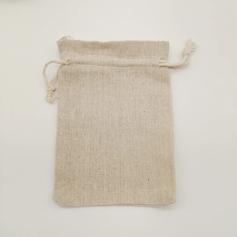 5pcs Christmas Gift Bags Linen Cloth Drawstring Sachet Pouch