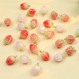 5pcs Red Pink Strawberry Charms for DIY Jewelry Making