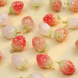 5pcs Red Pink Strawberry Charms for DIY Jewelry Making