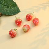 5pcs Red Pink Strawberry Charms for DIY Jewelry Making