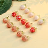 5pcs Red Pink Strawberry Charms for DIY Jewelry Making