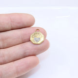 5pcs 12mm StainlessSteel High Heart Rhinestone Charms Pendant