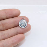 5pcs 12mm StainlessSteel High Heart Rhinestone Charms Pendant