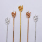 5pcs Flower Copper Hairpins Hair Forks Sticks Hair Pin Findings DIY