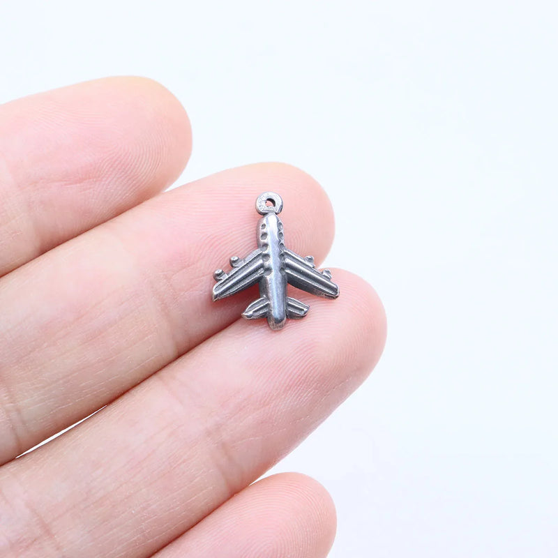 5pcs Stainless Steel High Plane Charms Pendant DIY Jewelry 2 Colors