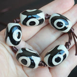 5pcs Green Ancient Tibet Dzi Agates Drum Shape Beads