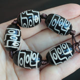5pcs Green Ancient Tibet Dzi Agates Drum Shape Beads