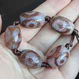 5pcs Green Ancient Tibet Dzi Agates Drum Shape Beads