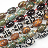 5pcs Green Ancient Tibet Dzi Agates Drum Shape Beads