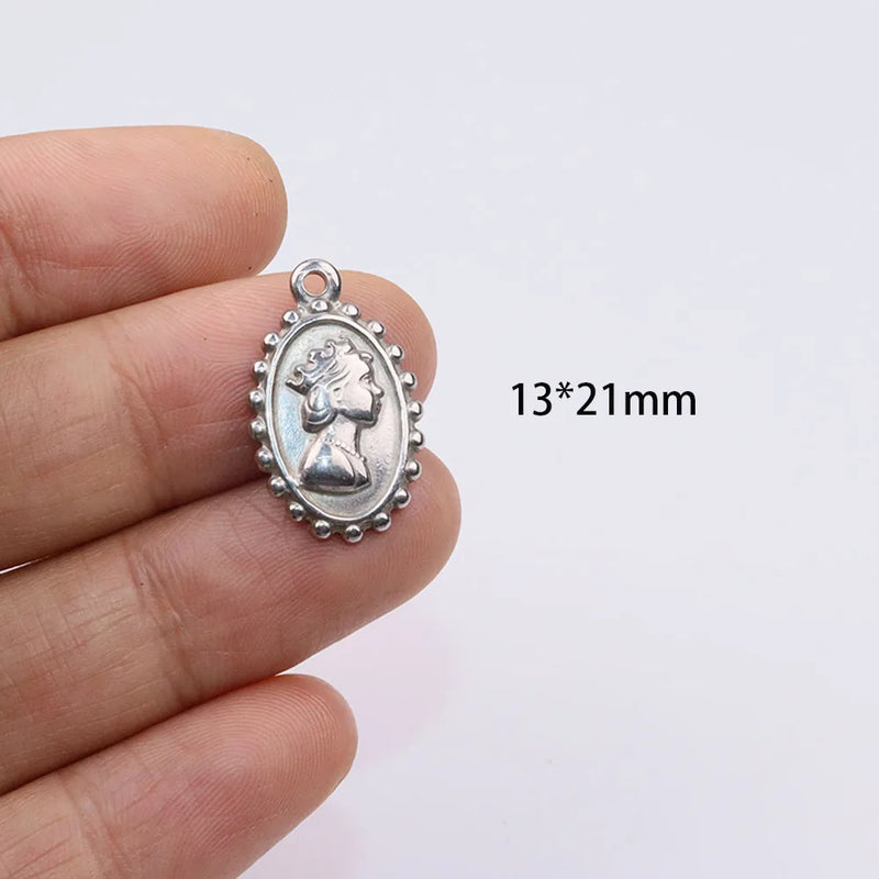 5pcs Stainless Steel High Ladyhead Charms Pendant DIY Jewelry 2 Colors