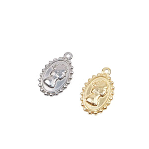 5pcs Stainless Steel High Ladyhead Charms Pendant DIY Jewelry 2 Colors