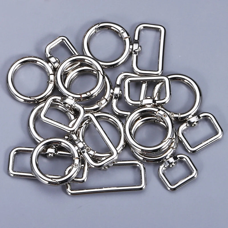 5pcs Metal Buckles Carabiner Hook D Ring Bag Strap Slider Clasp DIY Hardware