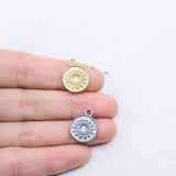 5pcs 13mm Stainless Steel Devil Eye Coin Charms Pendant DIY Jewelry