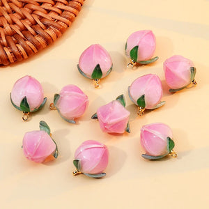 5pcs Pink Peach Charms Pendant for DIY Jewelry Making