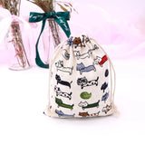5pcs Cat Cotton Linen Drawstring Bag Small Coin Purse Travel Women Gift