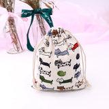 5pcs Cat Cotton Linen Drawstring Bag Small Coin Purse Travel Women Gift