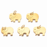 5pcs Gold-Plate Stainless Steel Elephant Charms 14*16mm Pendants