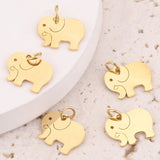 5pcs Gold-Plate Stainless Steel Elephant Charms 14*16mm Pendants