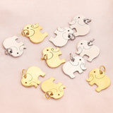 5pcs Gold-Plate Stainless Steel Elephant Charms 14*16mm Pendants