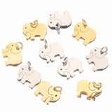 5pcs Gold-Plate Stainless Steel Elephant Charms 14*16mm Pendants