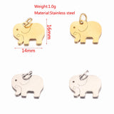 5pcs Gold-Plate Stainless Steel Elephant Charms 14*16mm Pendants